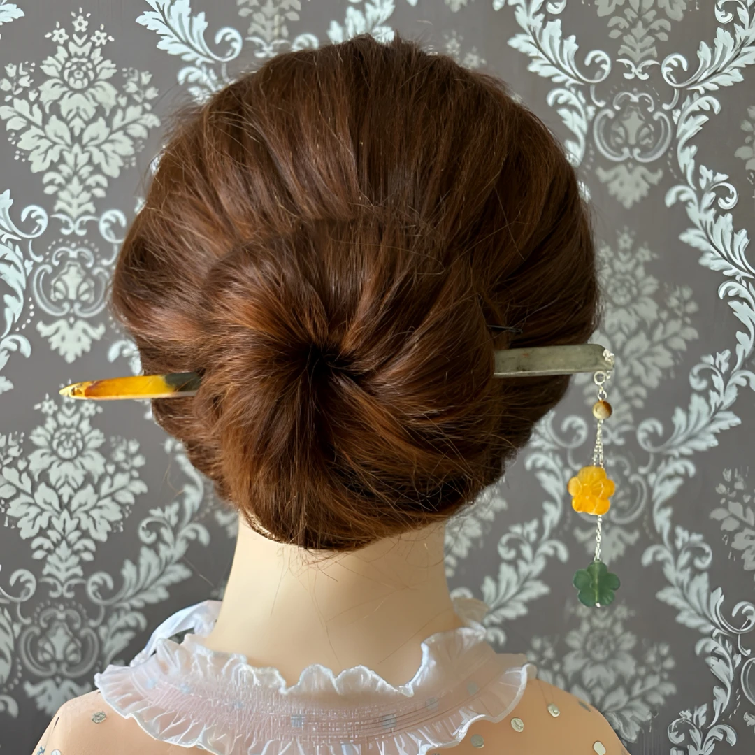 主播推荐 岫玉手雕梅花流苏步摇玉簪子 （天然玉石偶有微瑕属正常）