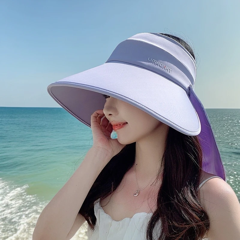 夏季新款环绕式全面护颈太阳帽大檐遮阳帽简约空顶帽女夏天