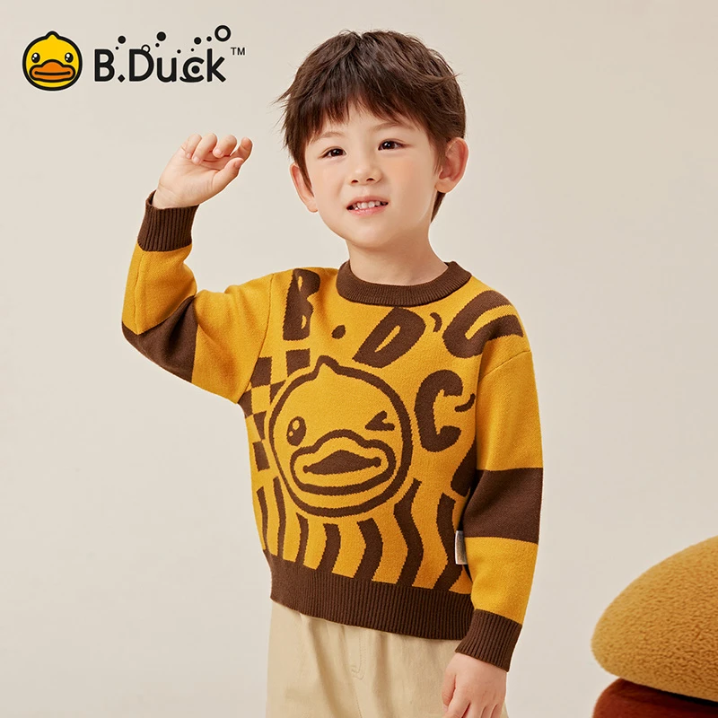 B.Duck小黄鸭儿童时尚卡通针织衫秋季新款男女童圆领 BF3512078