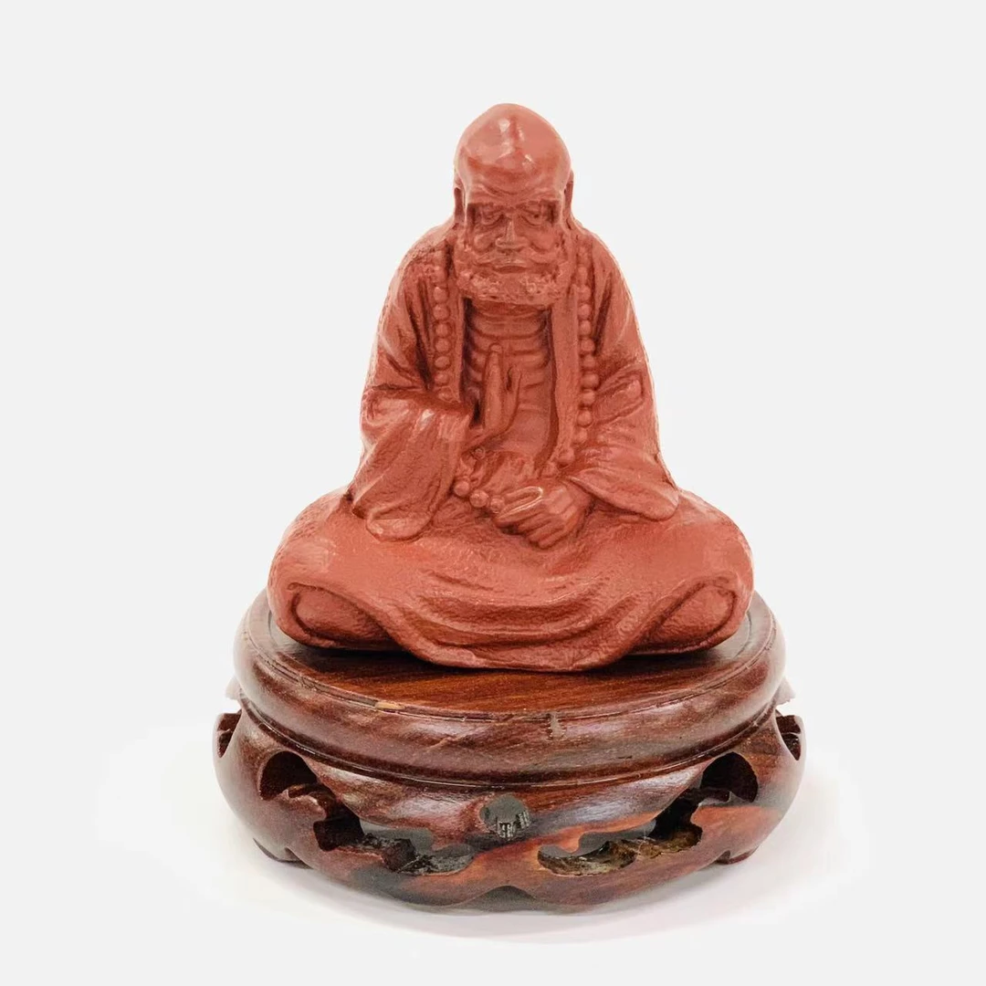 宜兴紫砂茶宠 红泥 达摩祖师摆件陶艺装饰 6.5cm*6.0cm