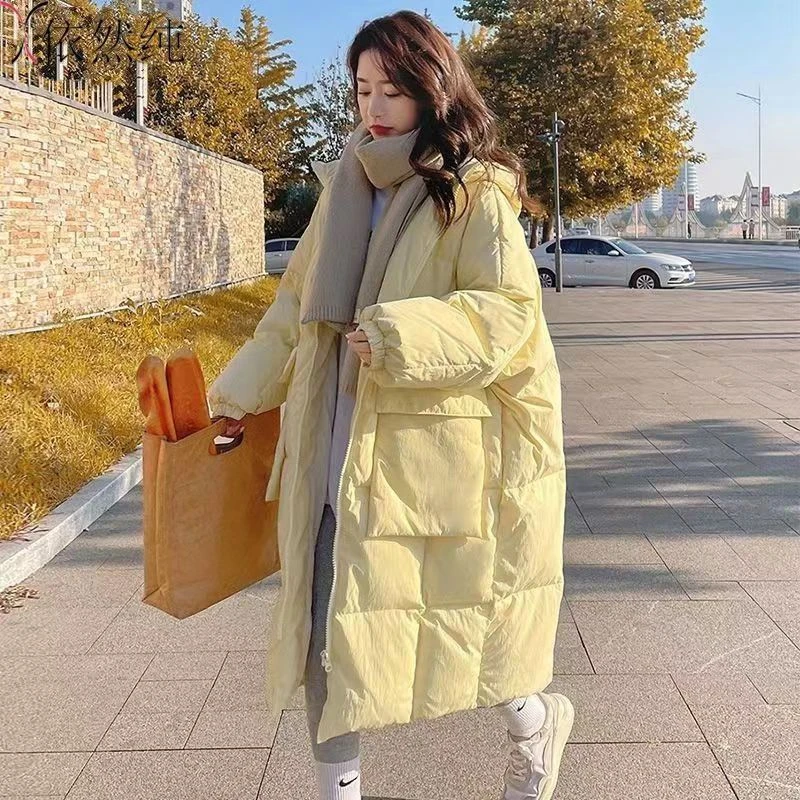 中长款过膝棉服女2024冬新款棉袄韩版宽松面包服棉衣外套