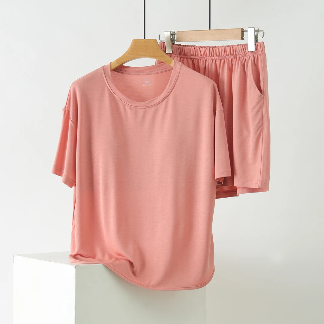 【优可丝】女士夏季圆领罩杯休闲短袖家居睡衣套装1572