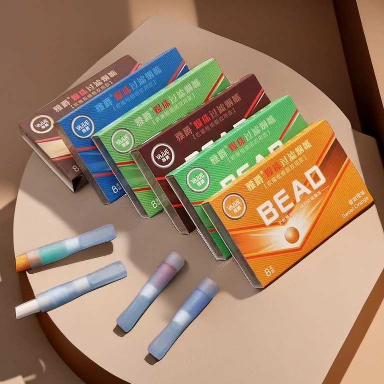 雅爵YJ-188一次性水果味烟嘴粗细通用爆珠软体三重过滤烟嘴