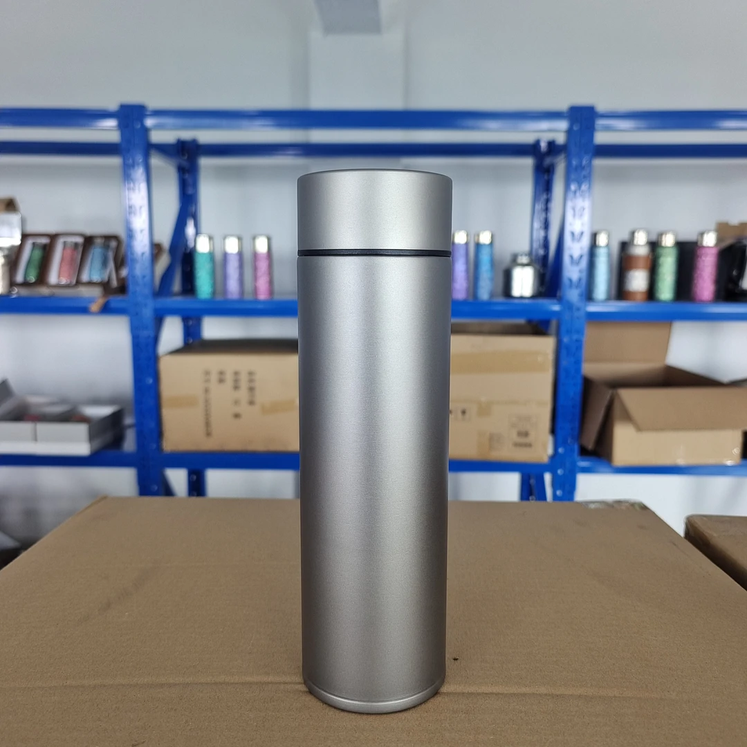 【新品浮力】450ml内外双层纯钛高端简约正品磨砂灰保温杯
