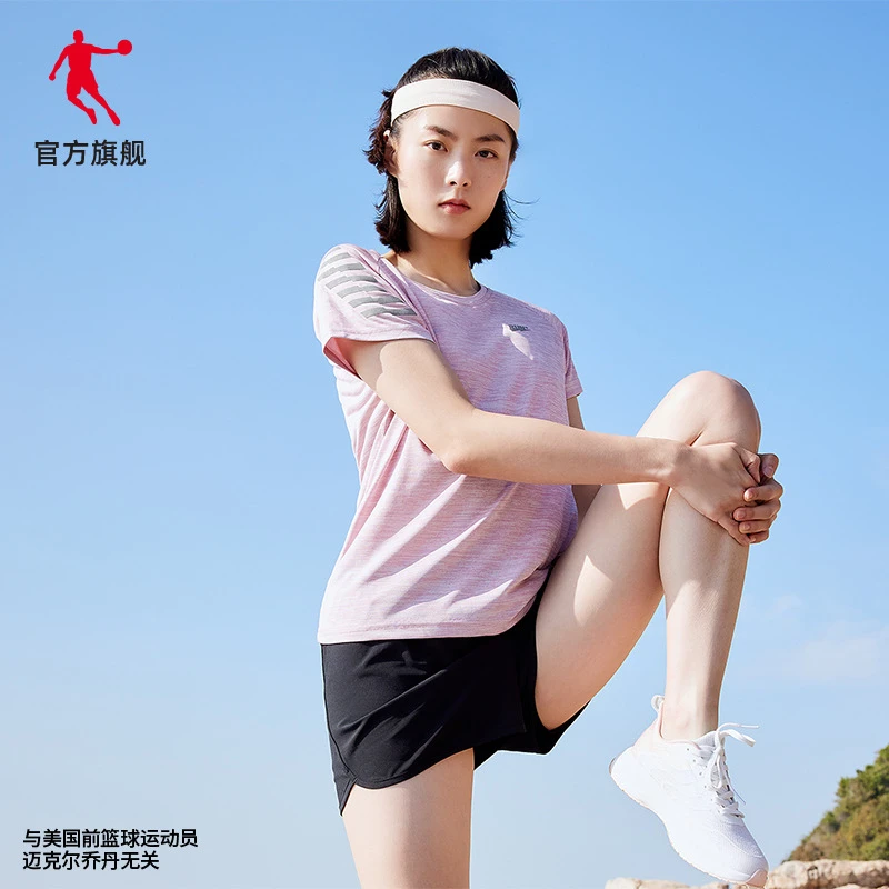 中国乔丹男女时尚透气夏季情侣速干跑步运动服吸汗圆领薄款半袖