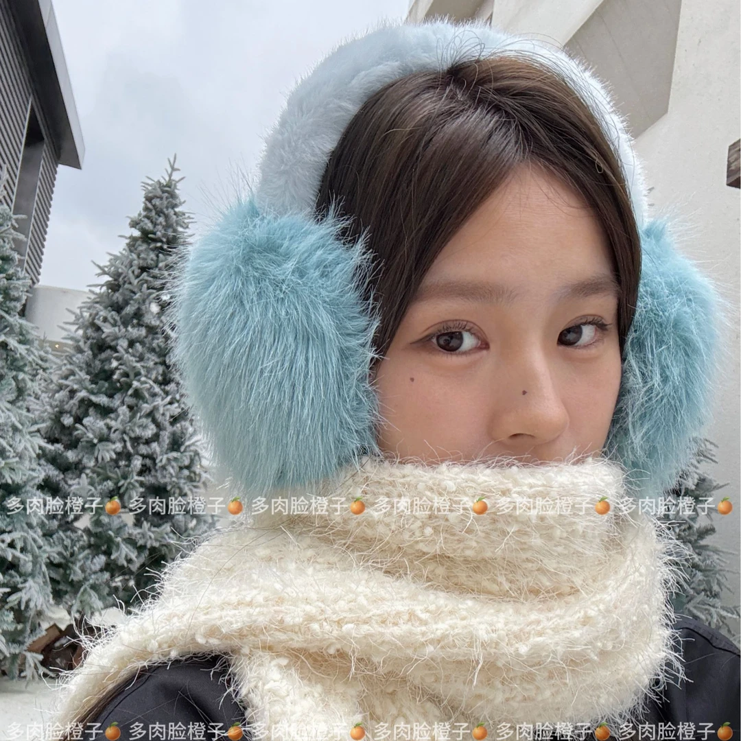【橙子家】仿兔毛狐狸貂长毛可爱耳罩韩版纯色保暖冬季女耳罩取暖