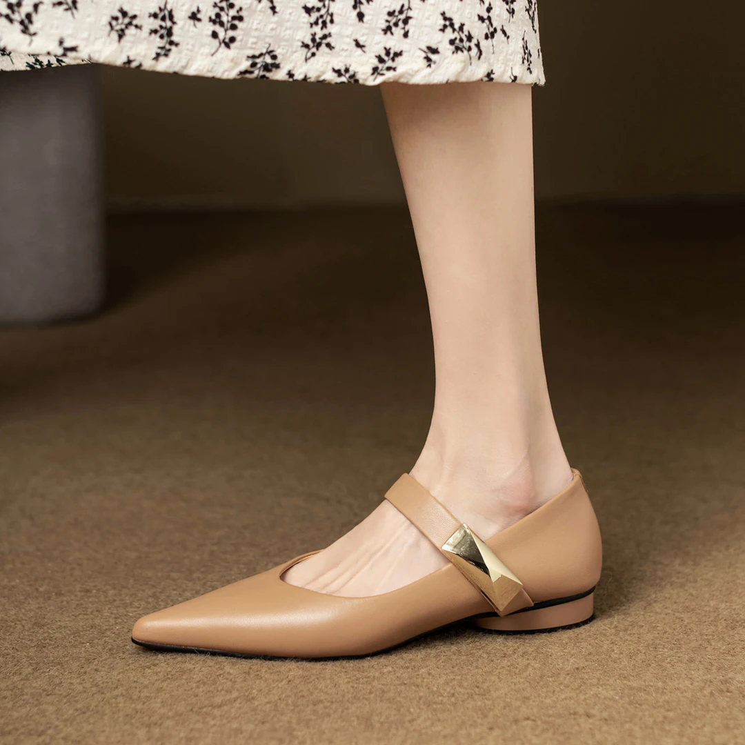 【跟高2cm】新款法式百搭舒适平底鞋平跟尖头单鞋女浅口低跟女鞋子