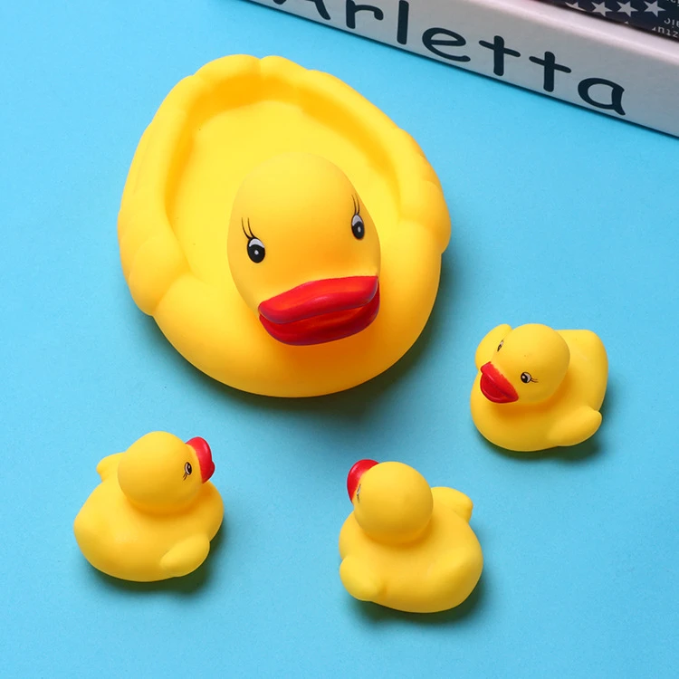 小黄鸭玩具水果套装捏捏叫儿童婴儿可爱戏水洗澡小鸭子红嘴子母鸭