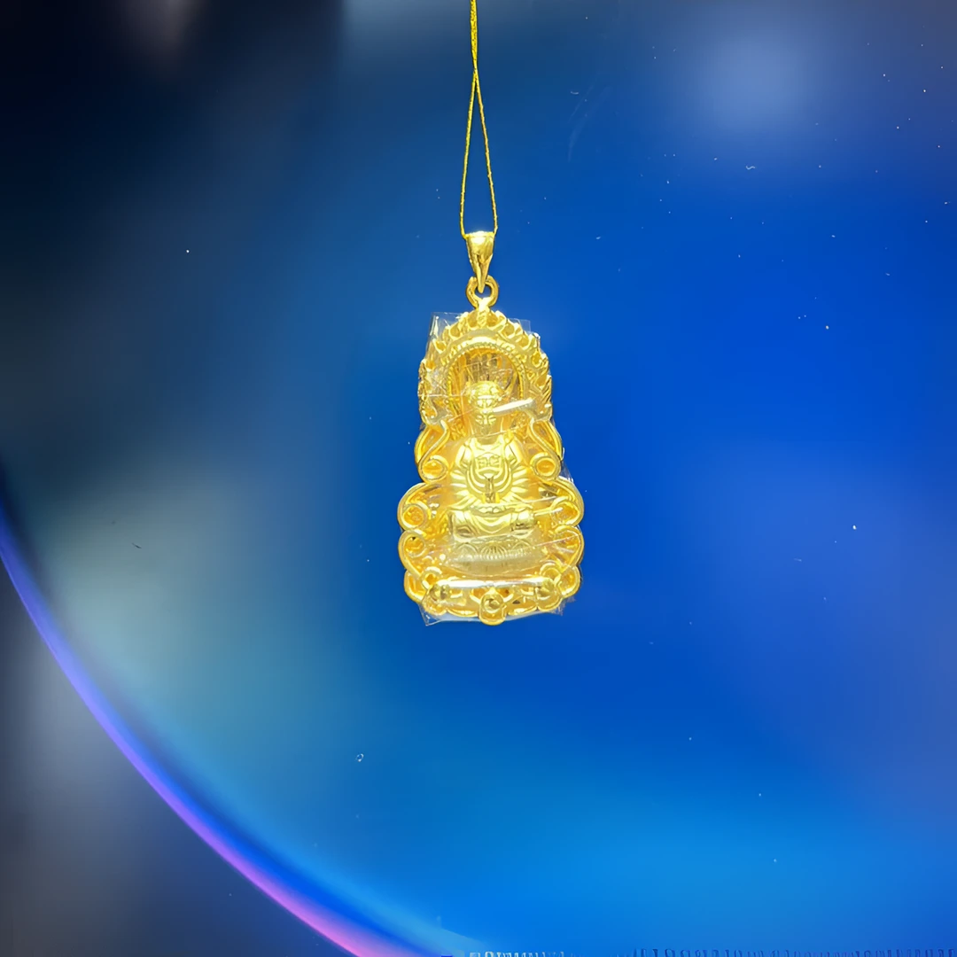 足金观音吊坠时尚百搭金色空心挂坠素款经典古法复古女款个性项坠