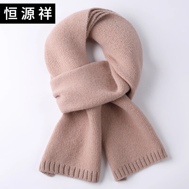 100%澳洲纯羊毛围巾女士针织毛线围脖男女同款加厚保暖脖套韩版