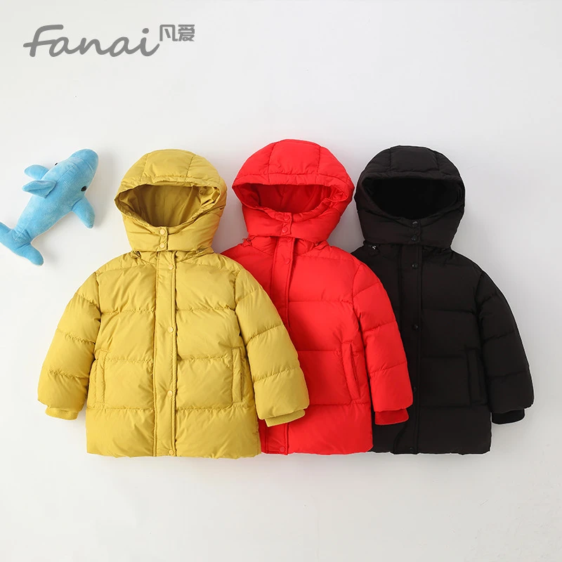 【90白鸭绒】冬季保暖儿童羽绒服连帽小童加厚中长款羽绒外套3448