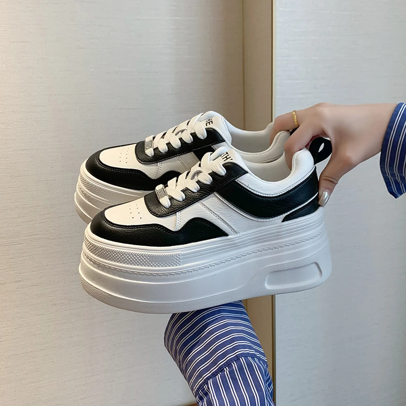 8公分增高厚底新款真皮面女鞋小白鞋网红休闲鞋百搭时尚小白鞋96