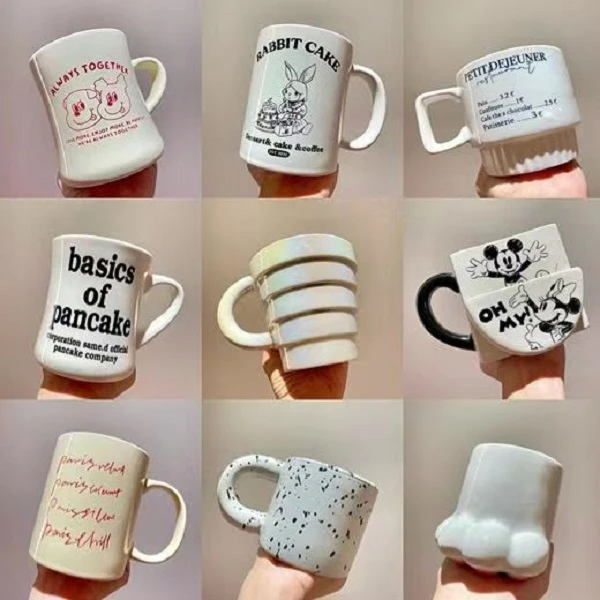 401-600高温陶瓷水杯家用茶杯网红可爱杯子手绘情侣杯马克杯微瑕