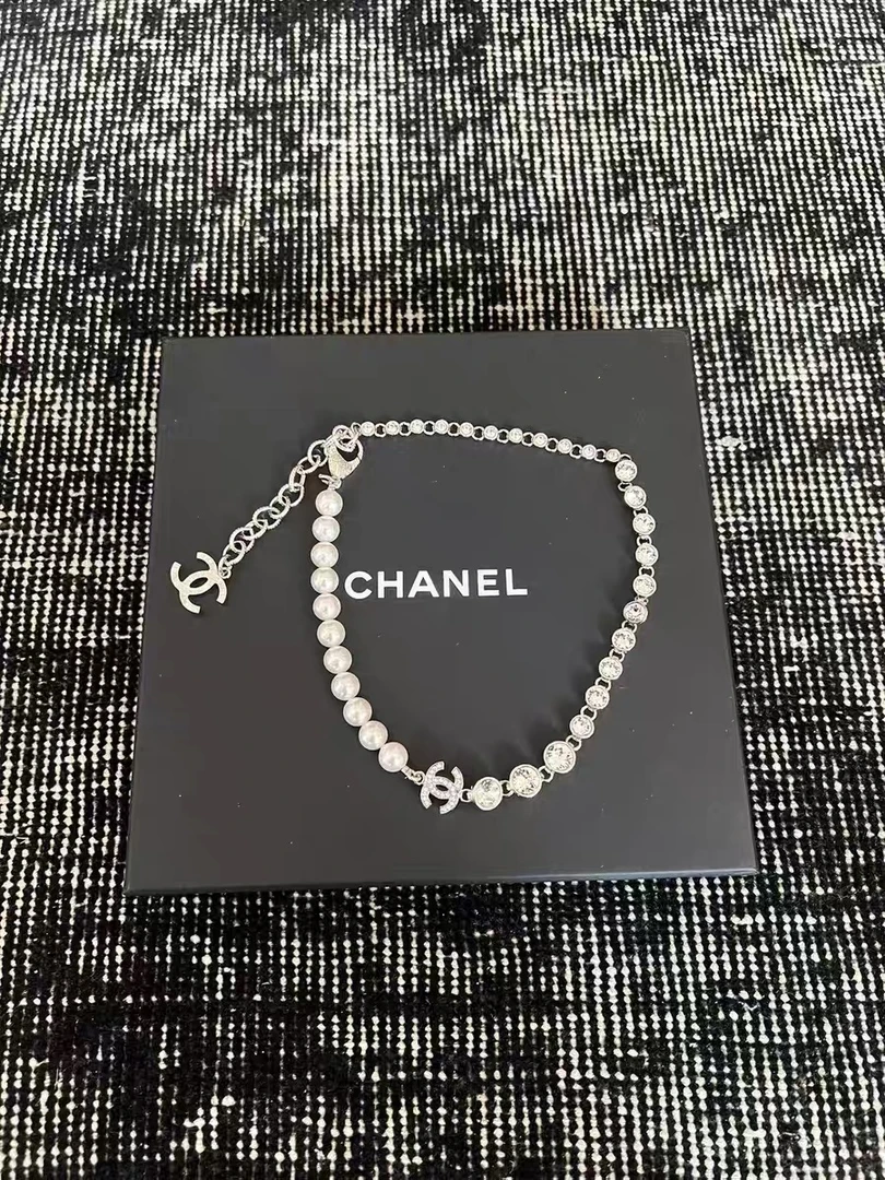 全新未使用 Chanel/香奈儿 经典双C 金属珍珠镶钻 项链