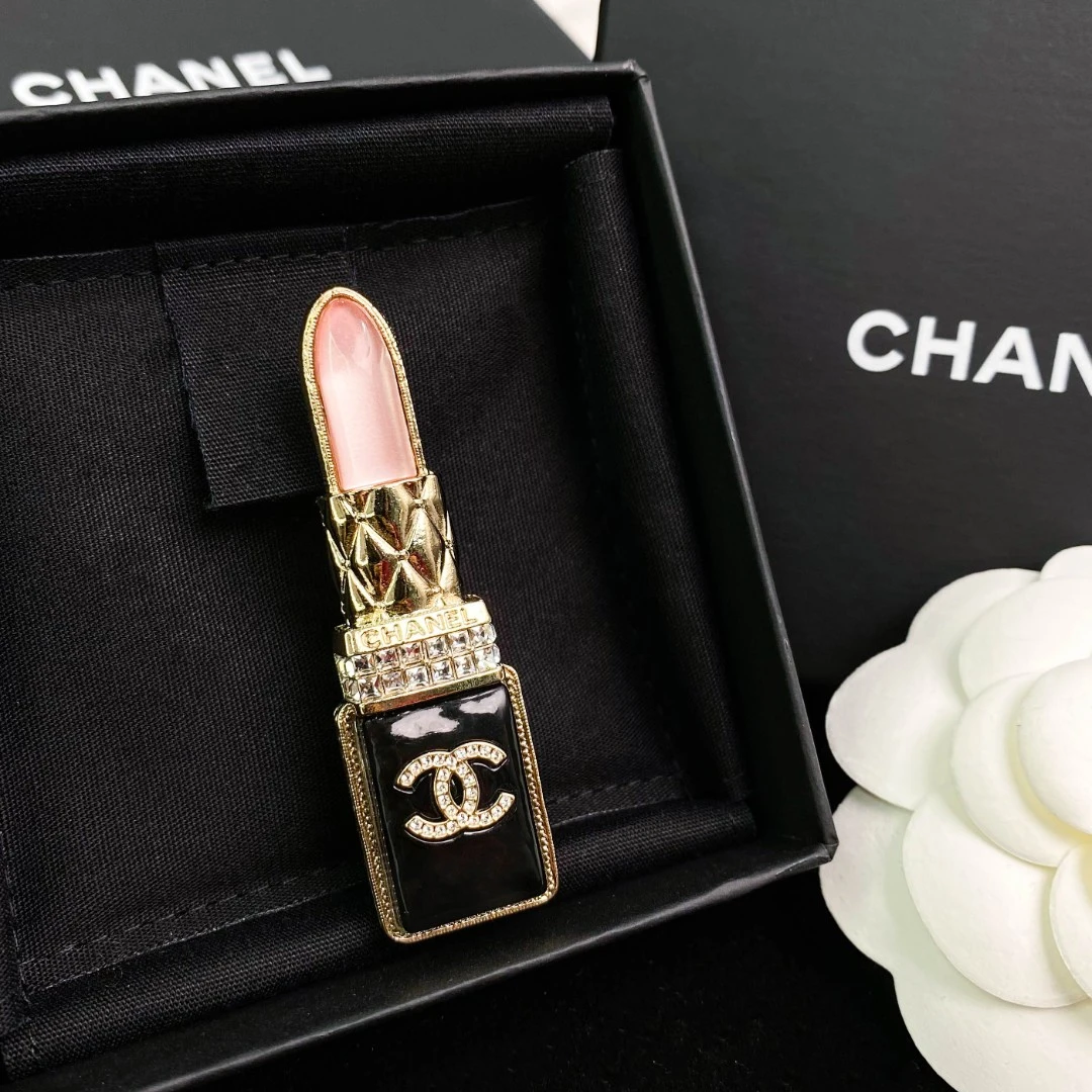 全新未使用 Chanel/香奈儿 金属琉璃口红造型胸针  S344