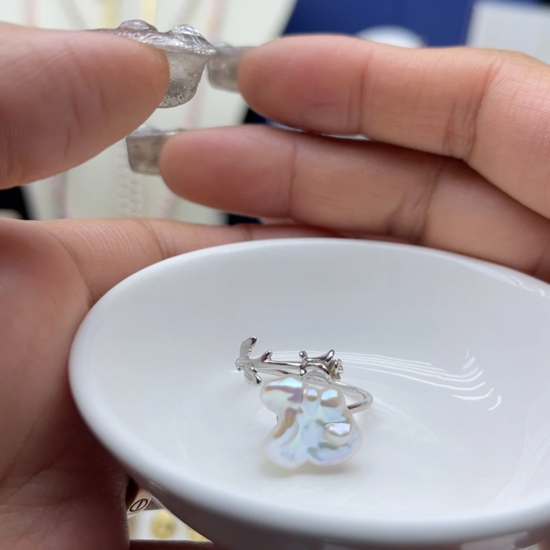 淡水珍珠戒指银S925镶嵌