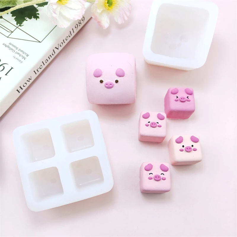 PIG面包四连小PIG捏捏乐硅胶模具 可做捏捏乐 手工模具 现货现发