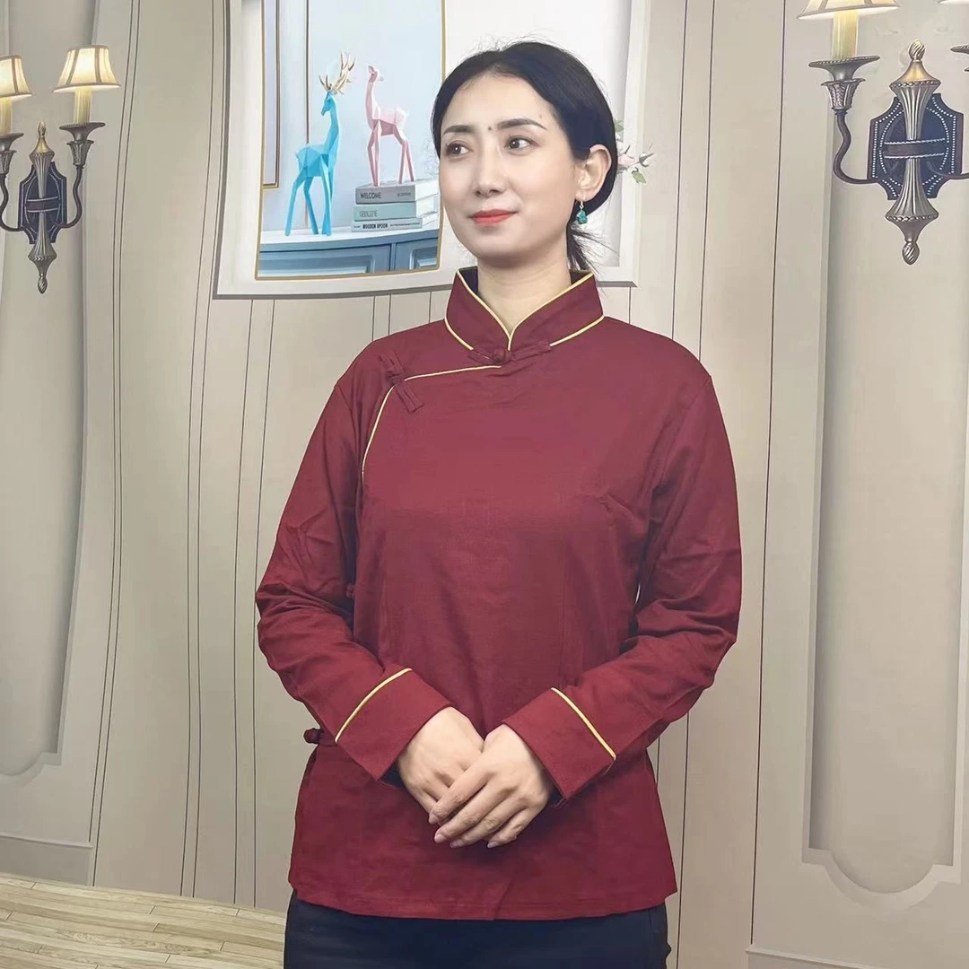 2023年藏装 新款女装 金边上衣衬衫 休闲时尚上衣 藏族长袖女式款