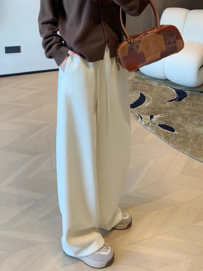 【百万严选】重磅浮雕裤~高克重 羊毛蚕丝保暖秋冬百搭直筒裤~KD991