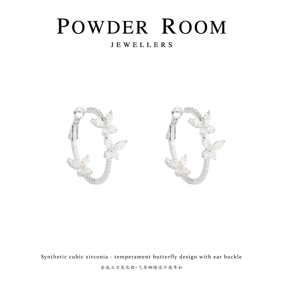 铜合金合成锆石耳饰 【蝶梦】高级感简约时尚精致蝴蝶时尚百搭耳钉
