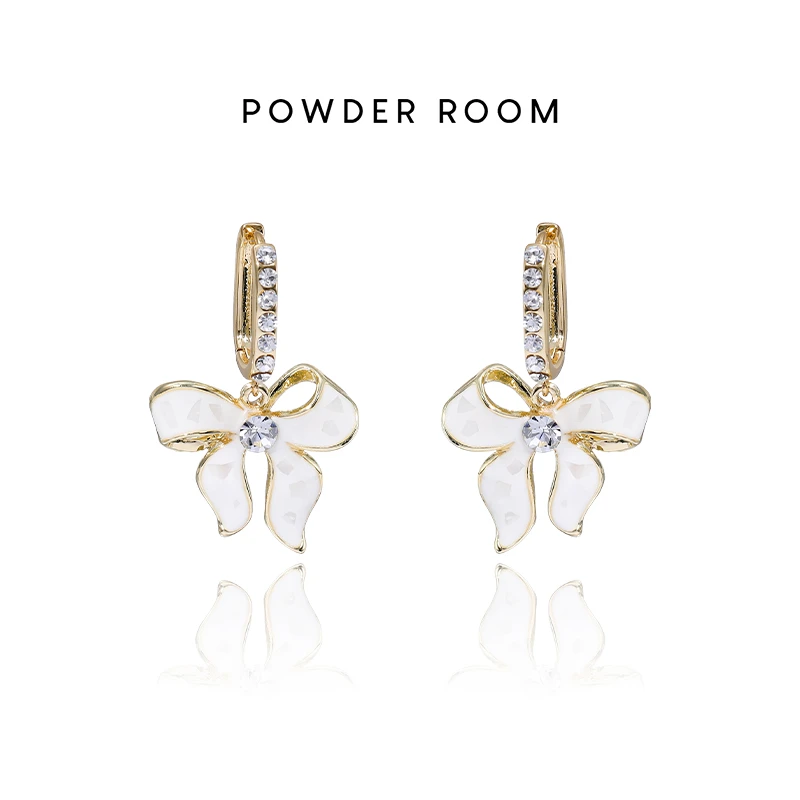 铜合金合成锆石耳饰 【恋歌】个性小众蝴蝶结耳环时尚设计师配饰