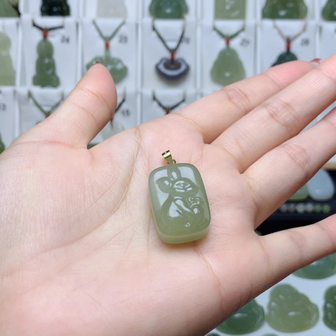 【闪购商品】和田玉吊坠银S925镶嵌丽*