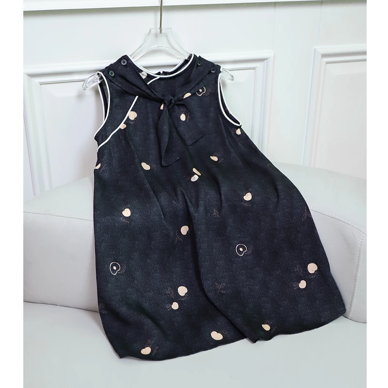 【茧音-月落星沉】儿童真丝连衣裙 女童桑蚕丝国风新中式裙子夏季