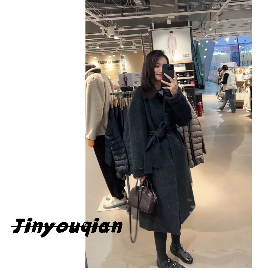 No褪专场❗谨慎下单冬季深灰色三扣长款大衣