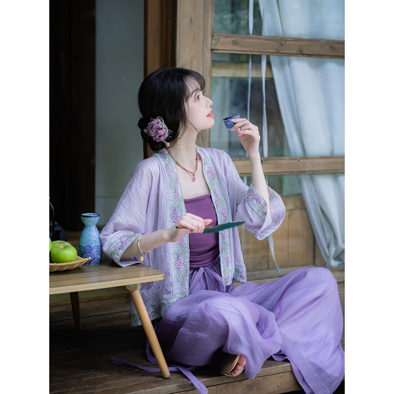 南风谷【轻萝】绝美紫色紧身吊带小背心夏季国风显白设计感内搭上衣