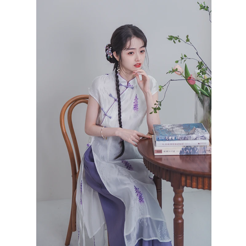 南风谷【紫菂】改良旗袍裙阔腿裤