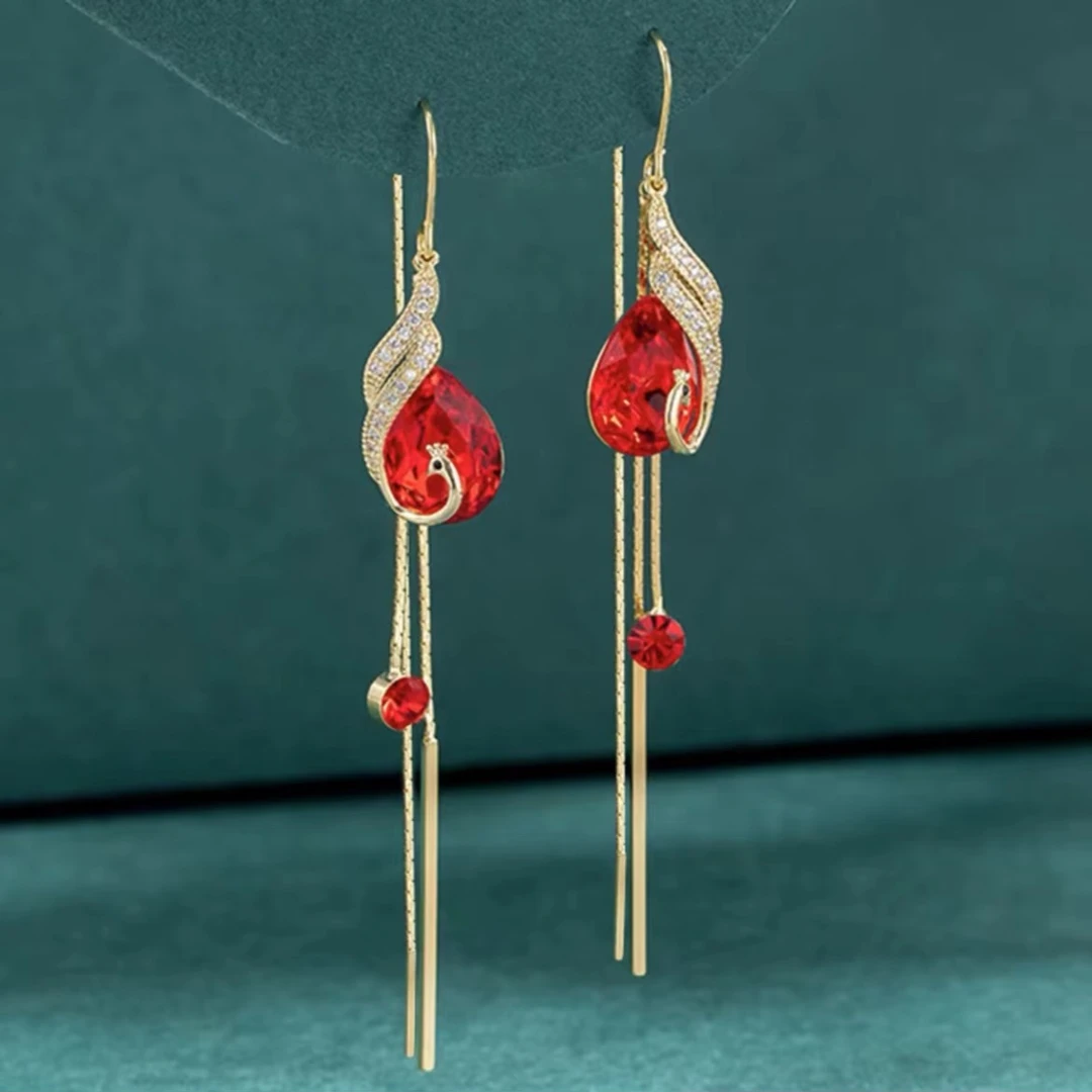 铜合金合成锆石耳饰 轻奢施华洛凤凰时尚耳线女显脸小气质耳环849