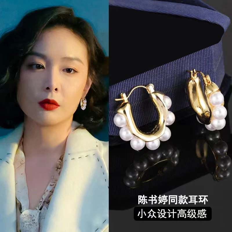 铜合金珐琅耳饰 复古港风巴洛克耳圈女独特高级感个性洋气耳饰795