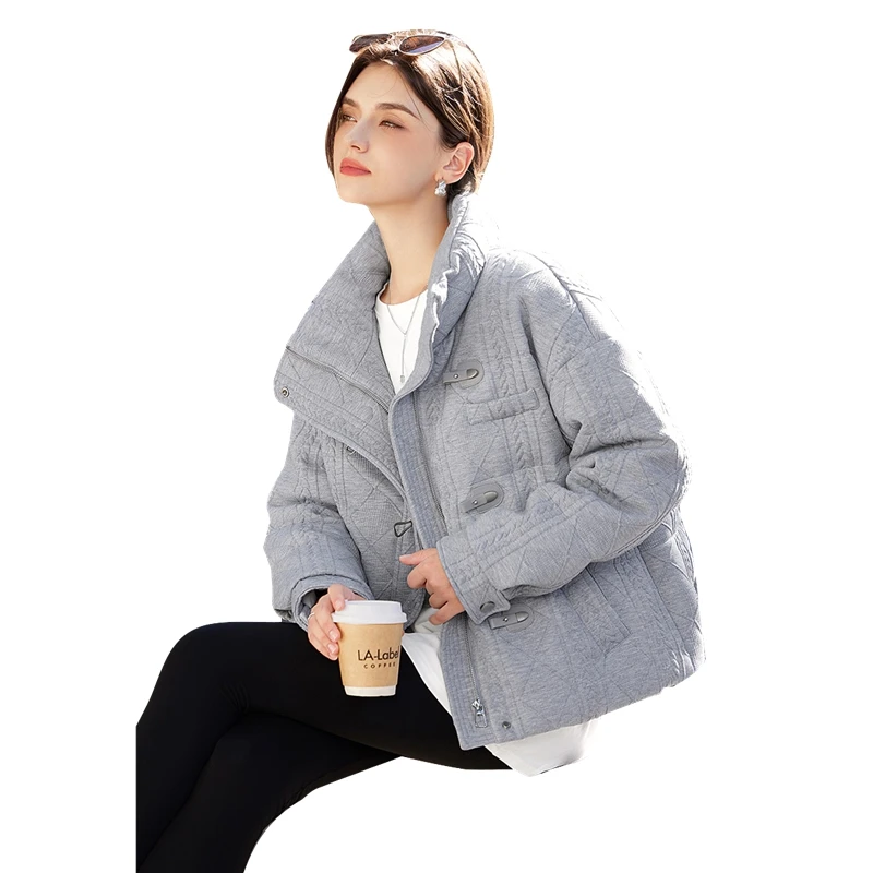 她池设计感羽绒服2024冬季新款女装双插兜短款保暖外套T44B8133Y