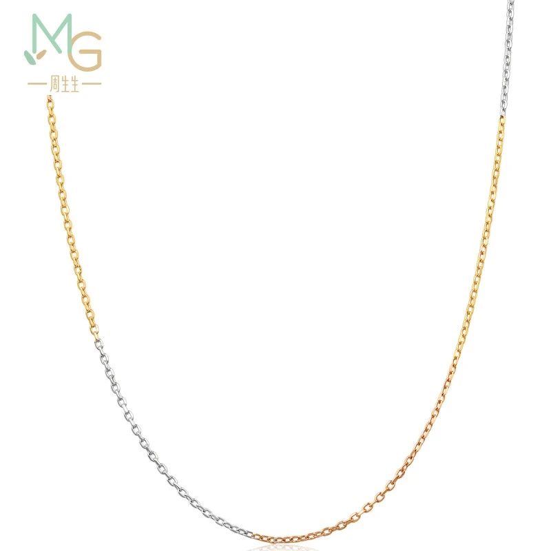 MINTYGREEN/周生生18K黄金项链女彩金素链锁骨链K金项链60929N