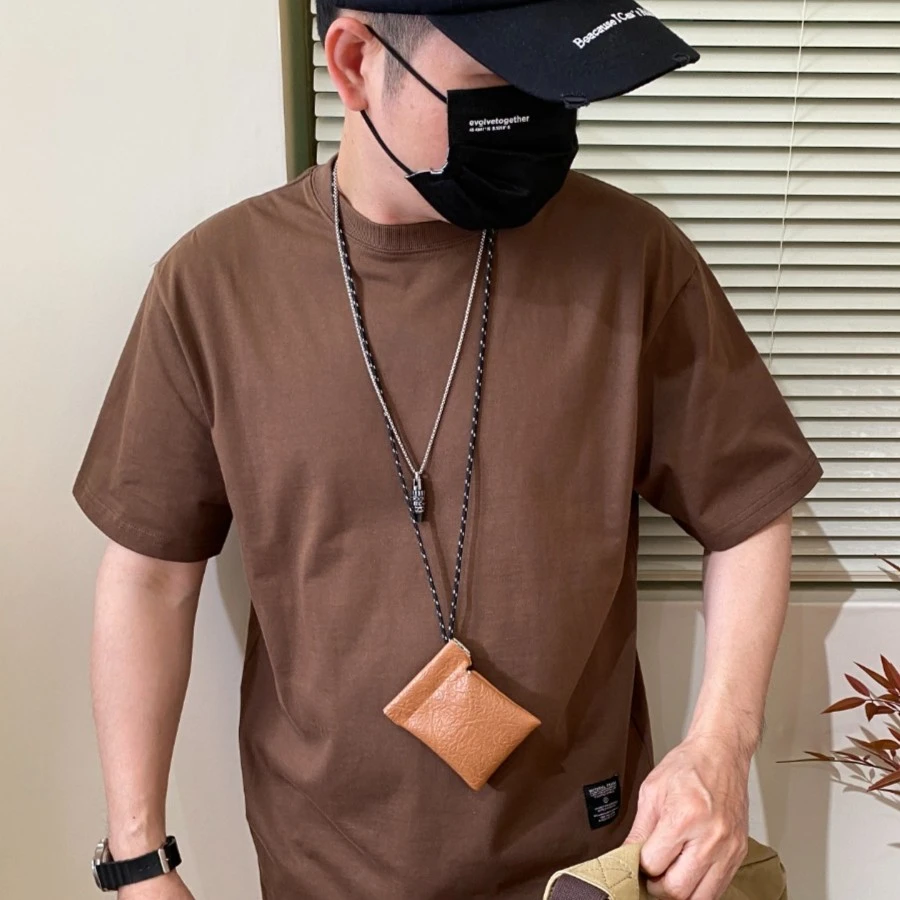 Ariesens  夏季日系简约百搭260克重洗水纯棉宽松短袖男女圆领T恤