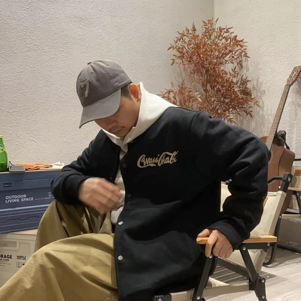 【洗水质感】ARIESENS美式重磅休闲宽松卫衣印花潮牌棒球服外套023