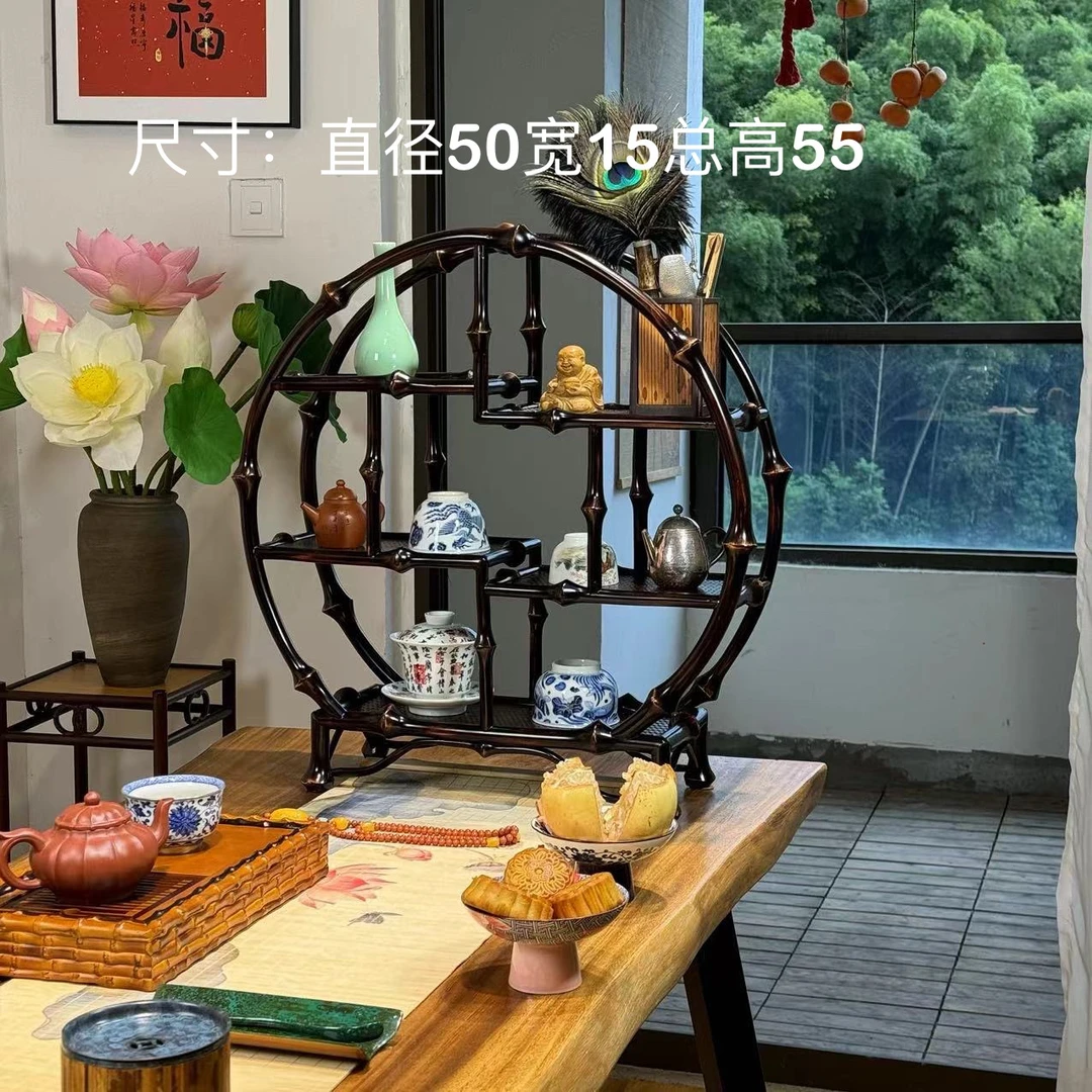 且停 | 筇竹中式茶具架子 茶壶架展示架多宝阁置物博古架小型摆件
