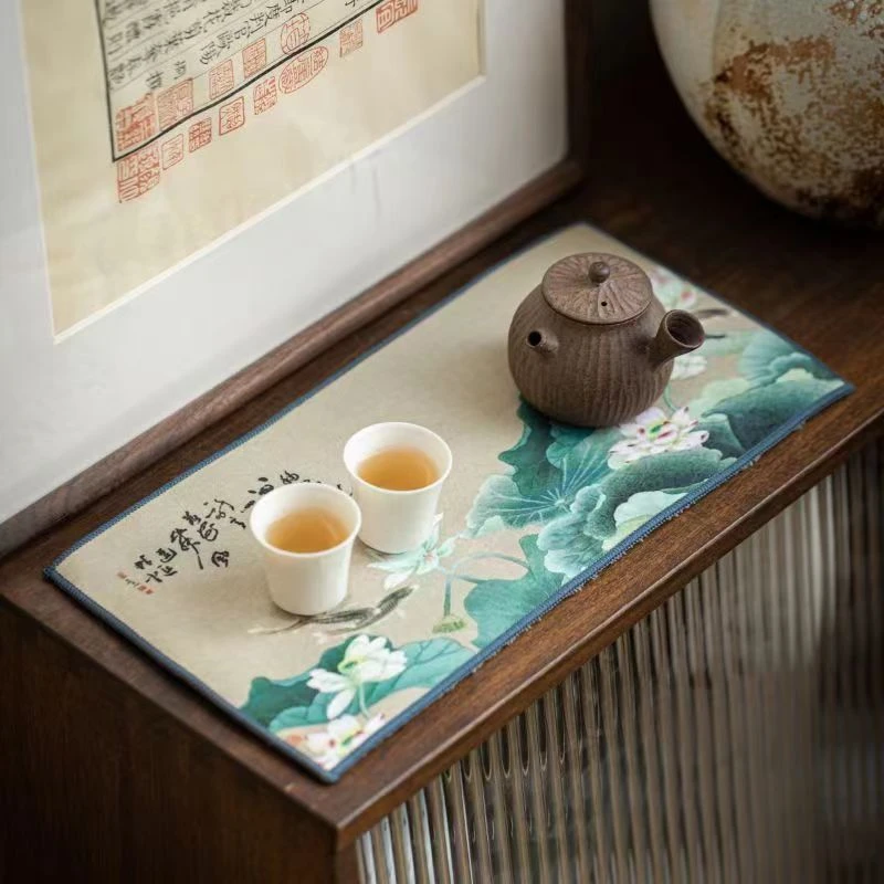 加厚款超强吸水麂皮绒防水复古风茶巾茶席家用简约创意中式茶巾