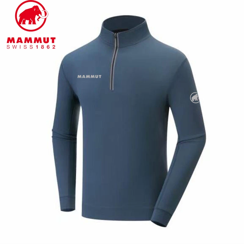 MAMMUT/猛犸象户外休闲立领亲肤打底秋冬保暖长袖T恤半拉链衫男装