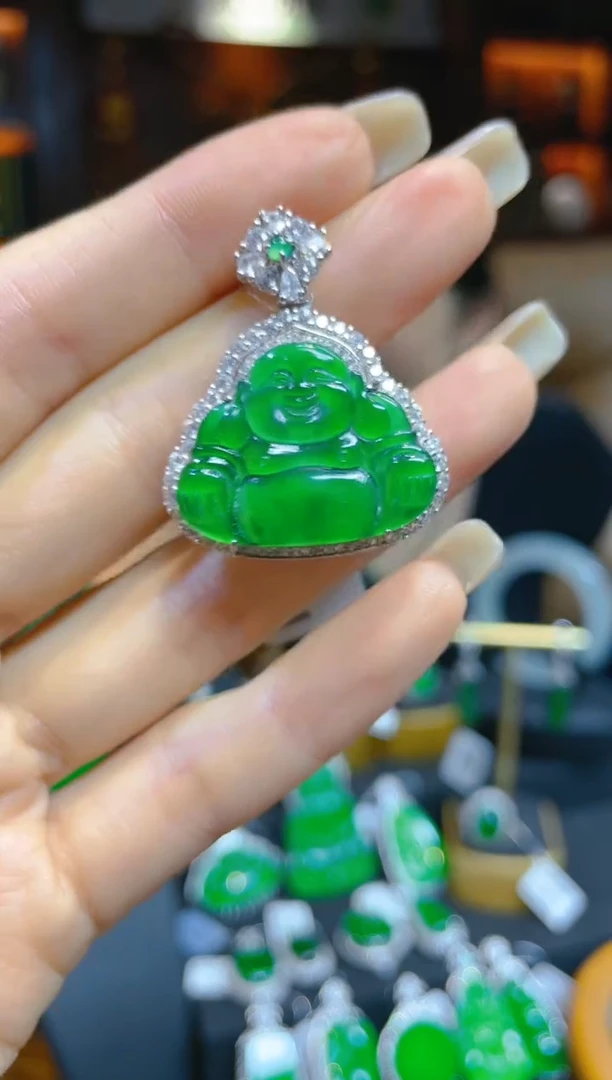 【闪购商品】翡翠颈饰银S925镶嵌93026-天然A货翡翠