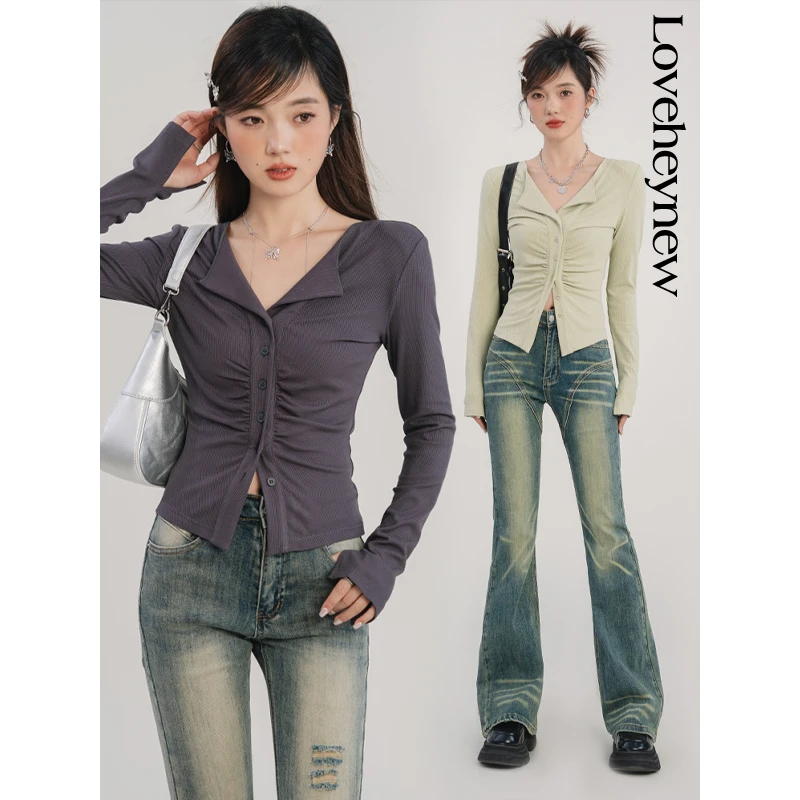 【年中！大清！】褶皱V领收腰短袖女夏季2023新款修身显瘦别致-3C951