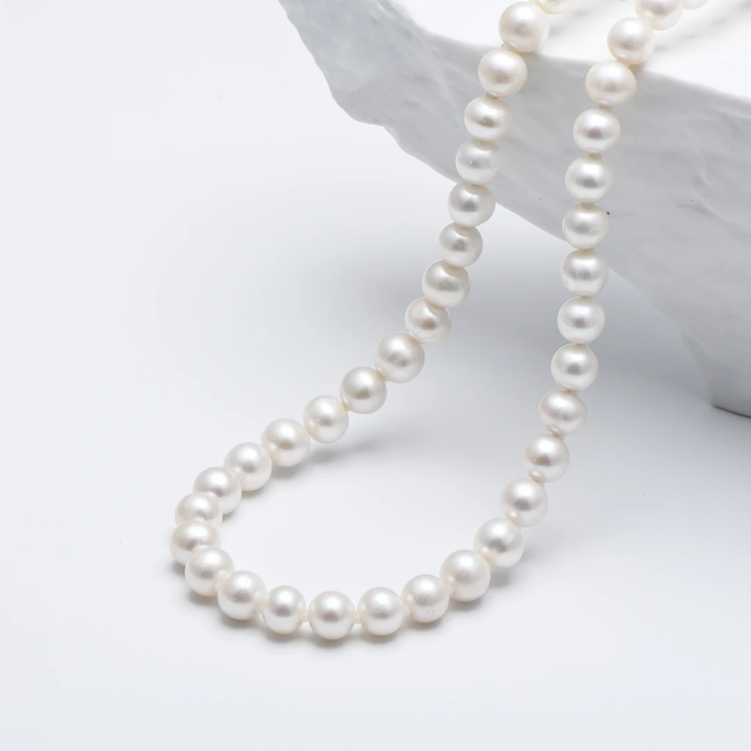 【钱妈妈真珠店】S160 淡水珍珠小澳白项链8-9mm时尚经典强光项链