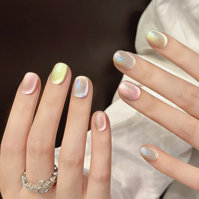 【彩虹玻璃珠】手工穿戴甲缤纷彩虹糖果色玻璃珠猫眼梦幻可爱美甲