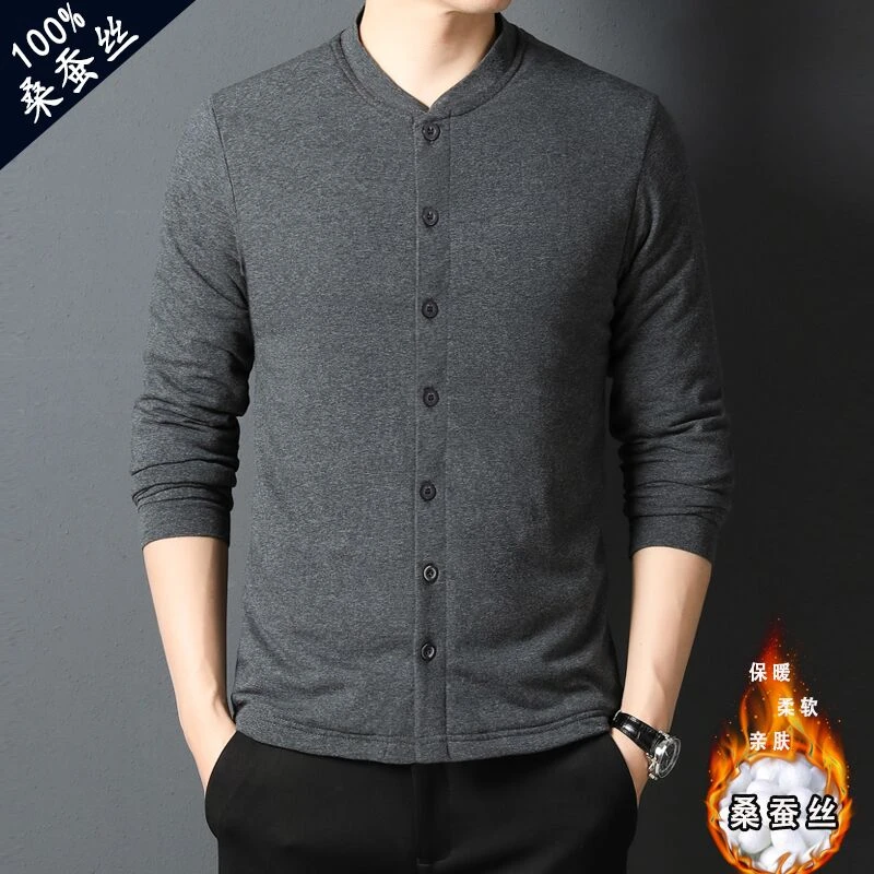 2025桑蚕丝小棉袄男士蚕丝棉袄男士丝绵填充内胆棉衣内搭贴身棉服
