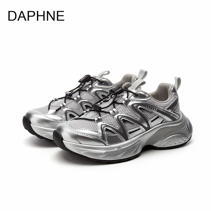 Daphne/达芙妮24秋款老爹鞋休闲鞋休闲百搭厚底透气复古网面04205