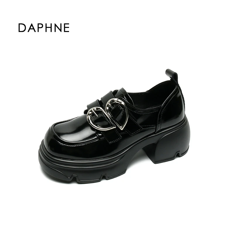 Daphne/达芙妮女鞋皮鞋单鞋乐福鞋时尚厚底英伦风圆头01033