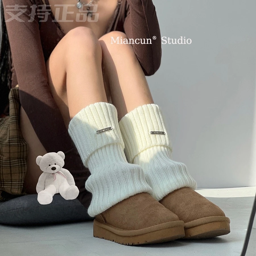 金标百搭腿套女加厚小腿袜显瘦y2k辣妹外穿袜JK针织袜套保暖ins风