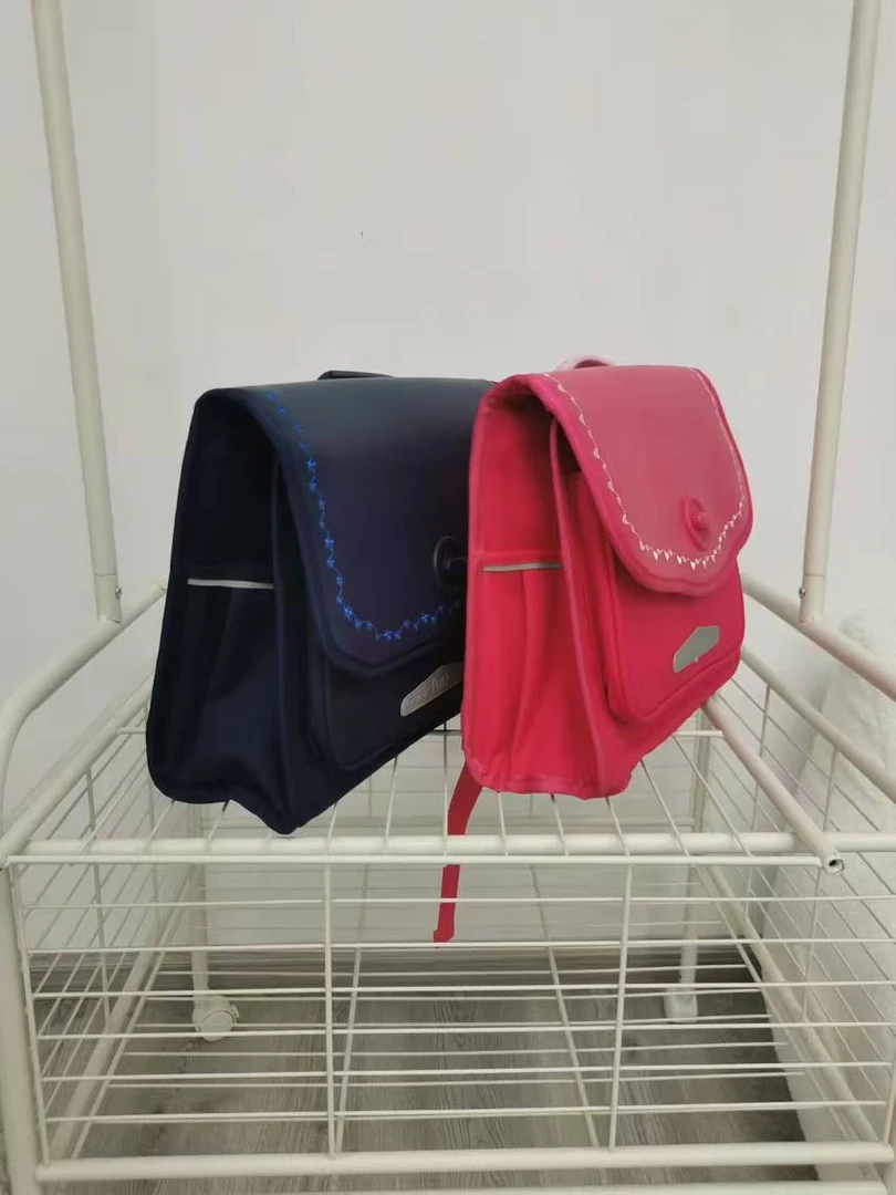 6350-书包（送马克笔）双肩书包儿童翻盖刺绣轻便时尚纯色洋气潮流