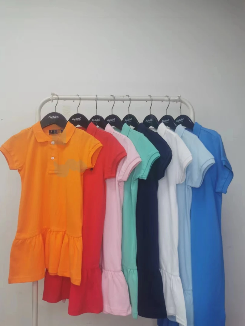 5627女童连衣裙荷叶边多色可选POLO领套头休闲女宝宝连衣裙夏季