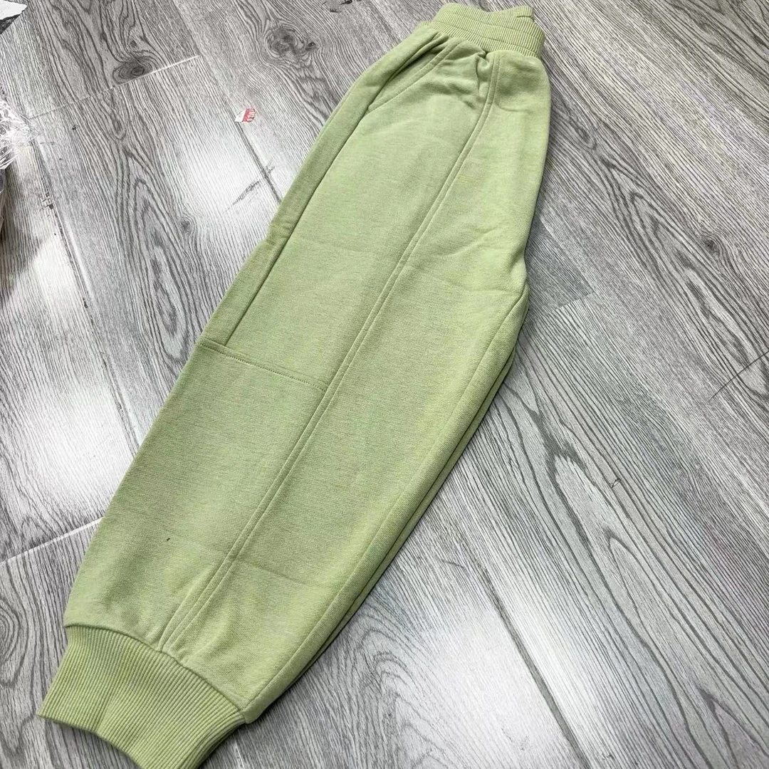 6680童裤儿童绿色骑马毛圈秋季新款束脚休闲裤